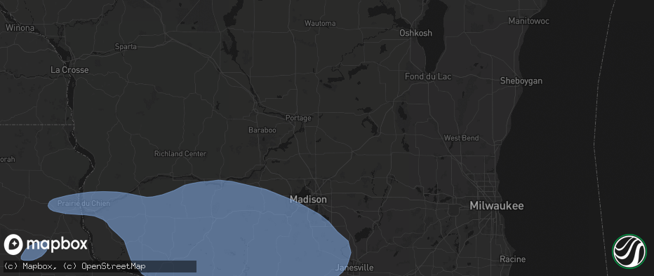 Hail map in Rio, WI on May 15, 2026