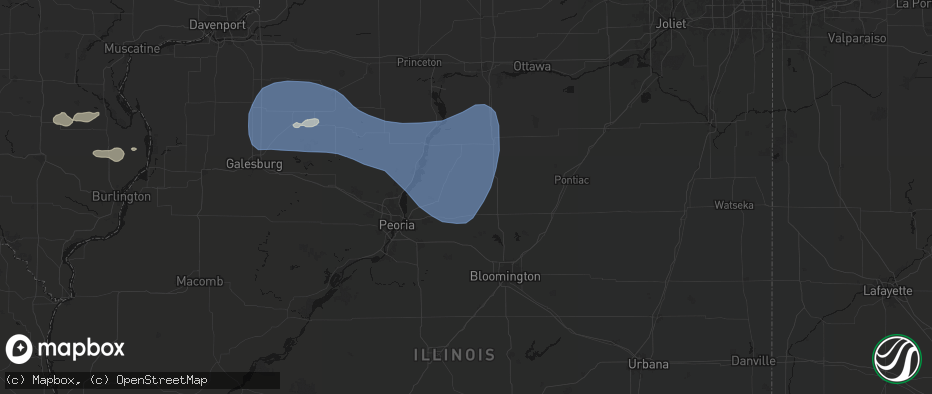 Hail map in Roanoke, IL on May 15, 2026