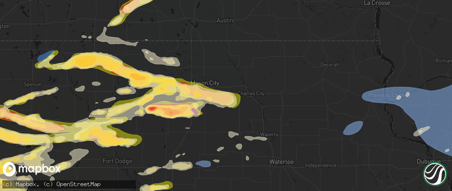 Hail map in Rockford, IA on May 15, 2026