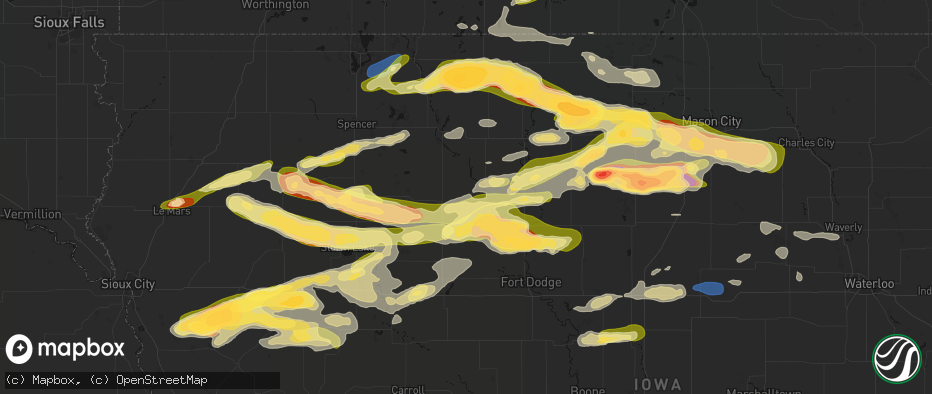 Hail map in Rolfe, IA on May 15, 2026