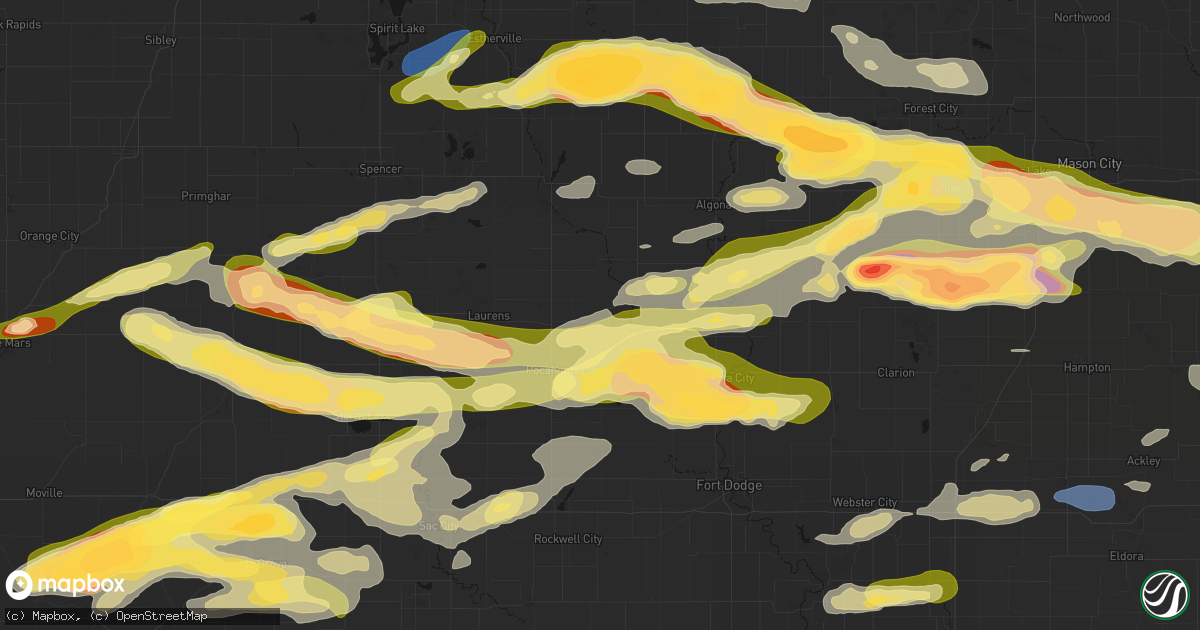 Hail map in Rolfe, IA on May 15, 2026