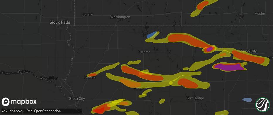 Hail map in Royal, IA on May 15, 2026