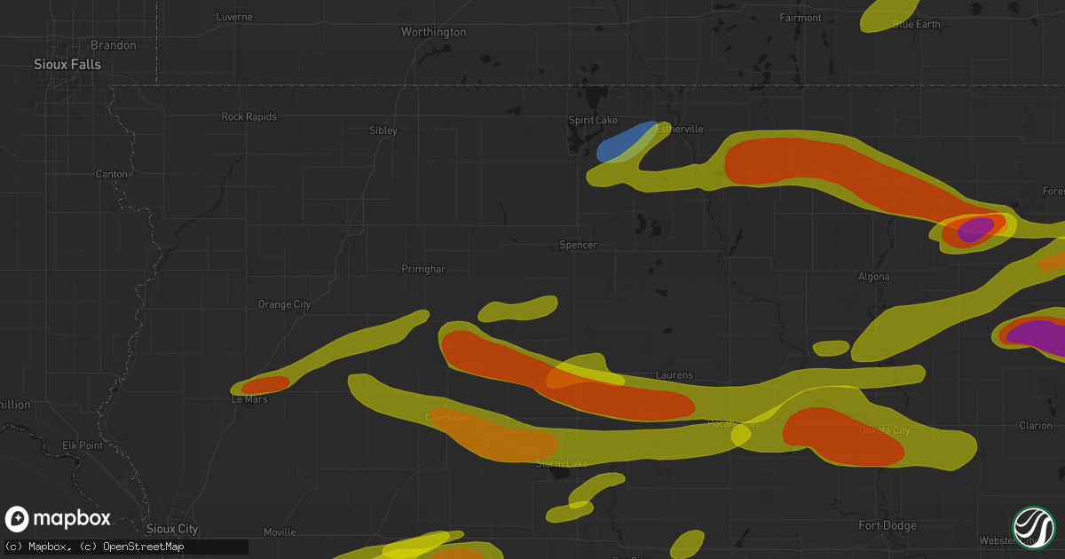 Hail map in Royal, IA on May 15, 2026