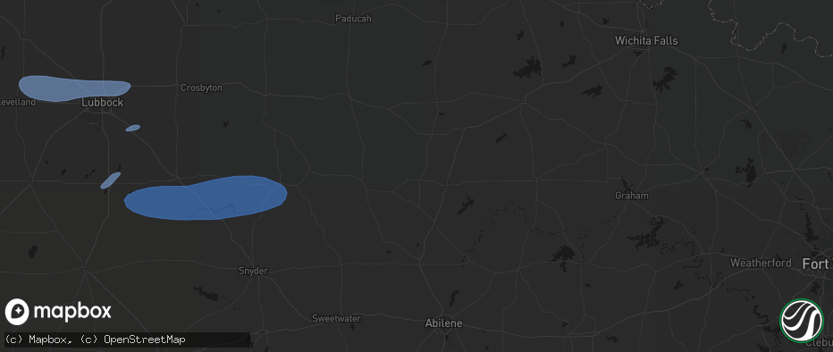 Hail map in Rule, TX on May 15, 2026