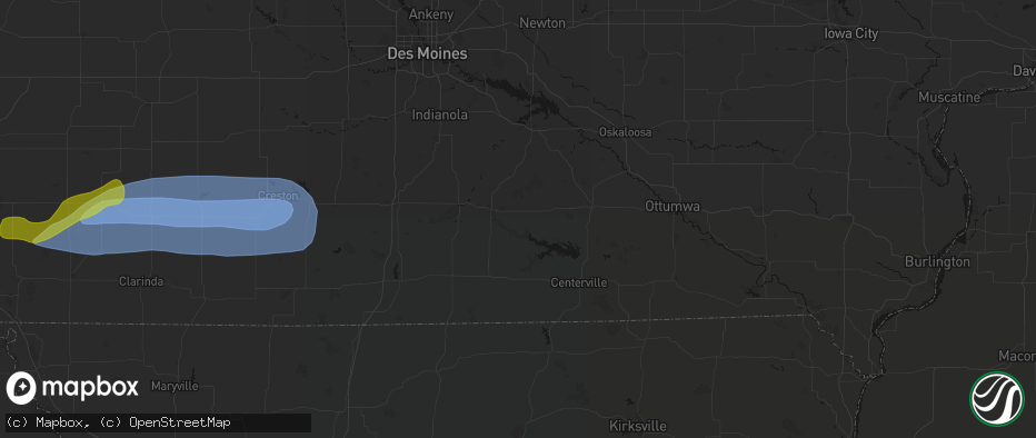 Hail map in Russell, IA on May 15, 2026