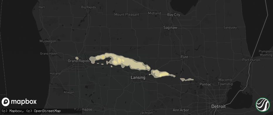 Hail map in Saint Johns, MI on May 15, 2026