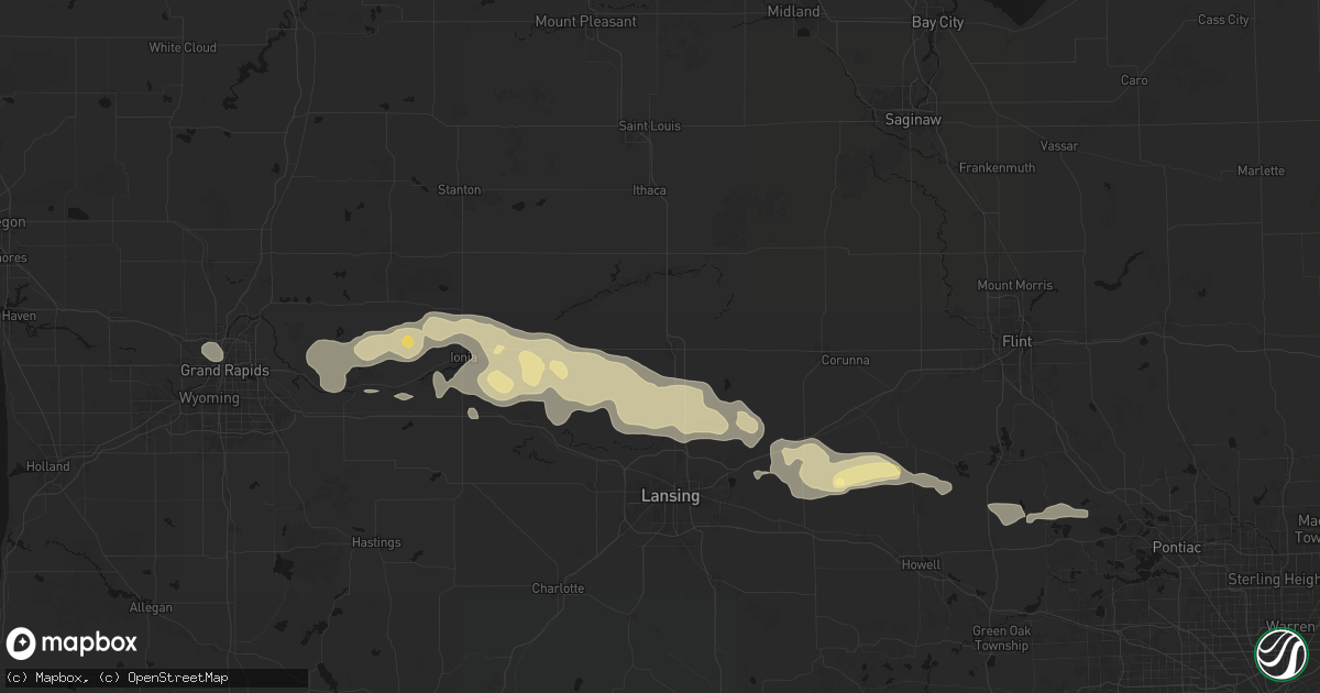 Hail map in Saint Johns, MI on May 15, 2026