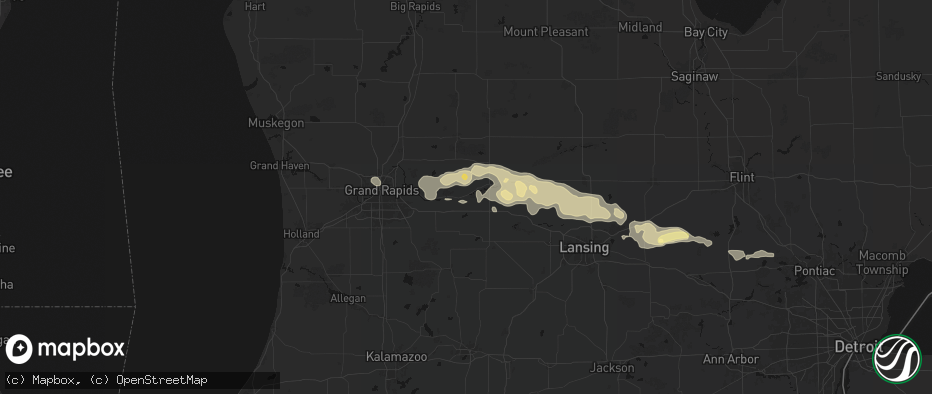 Hail map in Saranac, MI on May 15, 2026