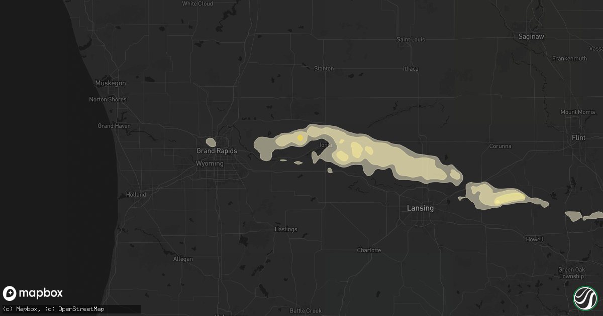 Hail map in Saranac, MI on May 15, 2026