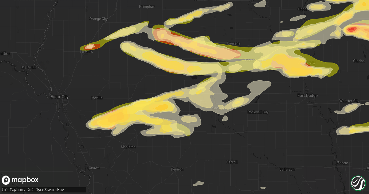 Hail map in Schaller, IA on May 15, 2026