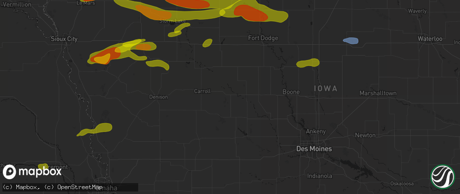 Hail map in Scranton, IA on May 15, 2026