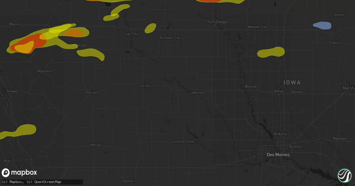 Hail map in Scranton, IA on May 15, 2026