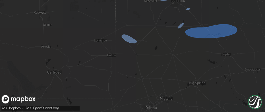 Hail map in Seminole, TX on May 15, 2026