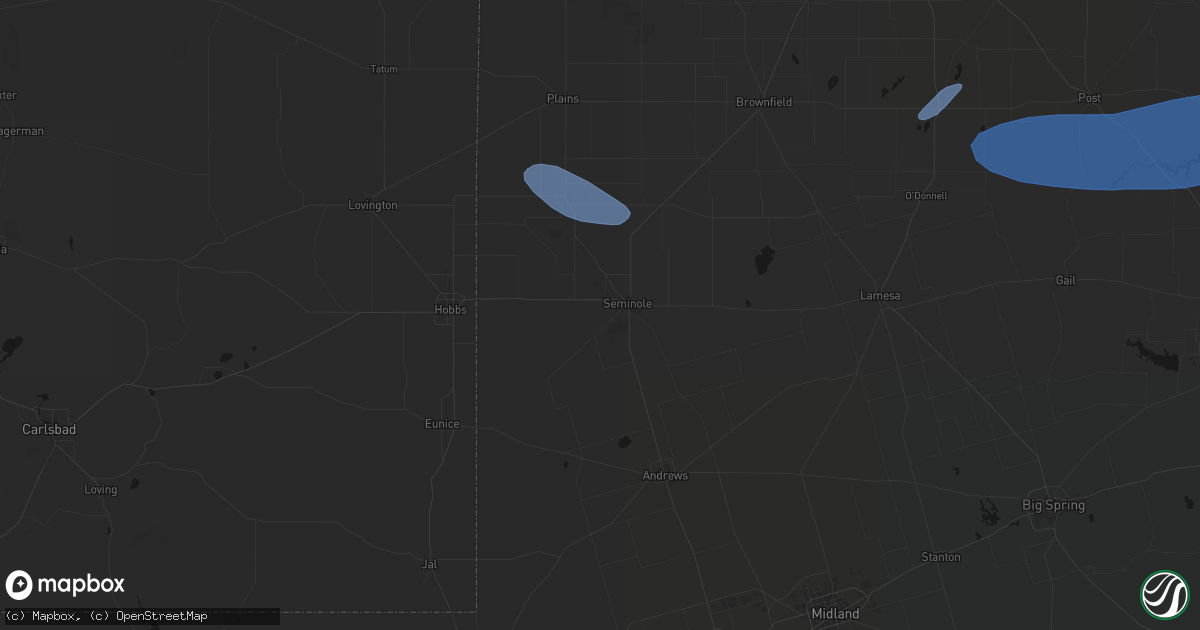 Hail map in Seminole, TX on May 15, 2026