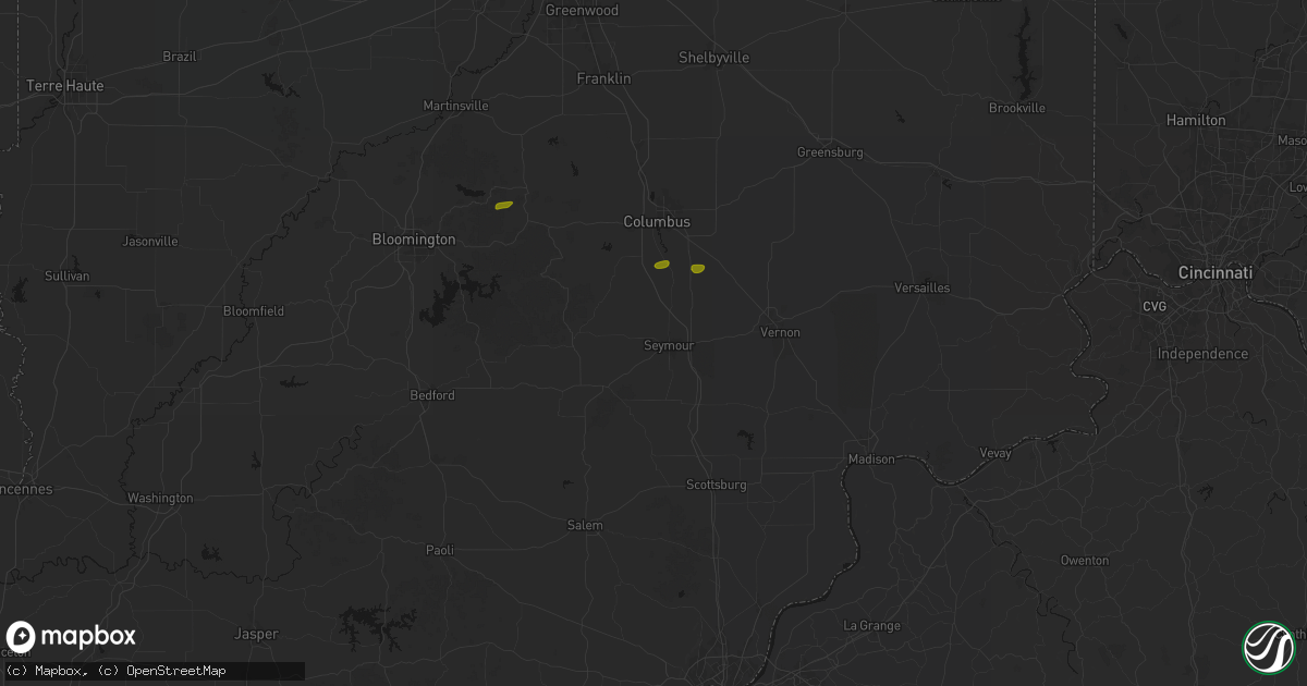 Hail map in Seymour, IN on May 15, 2026