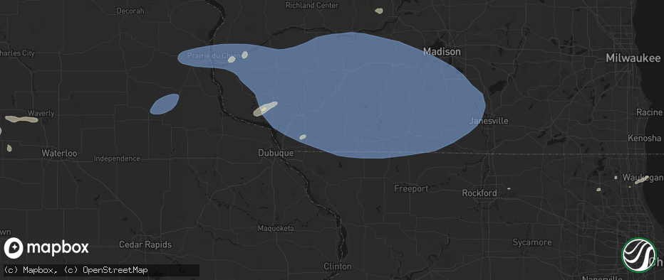 Hail map in Shullsburg, WI on May 15, 2026