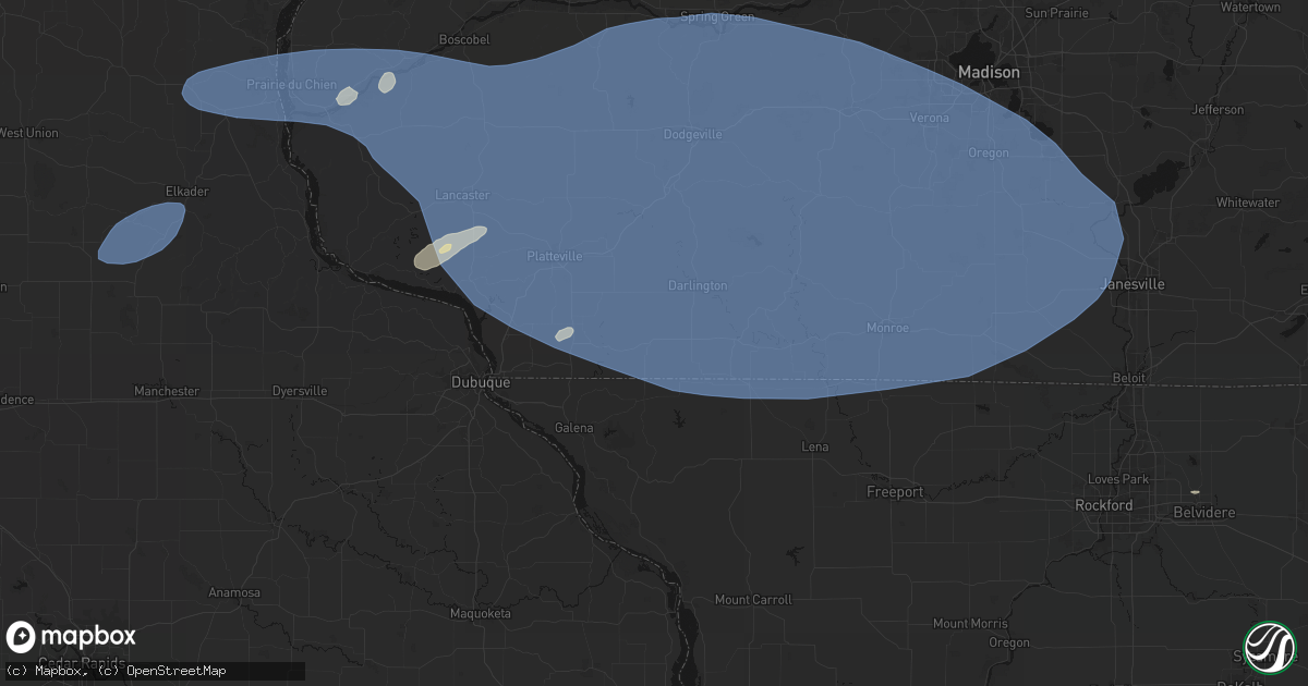 Hail map in Shullsburg, WI on May 15, 2026