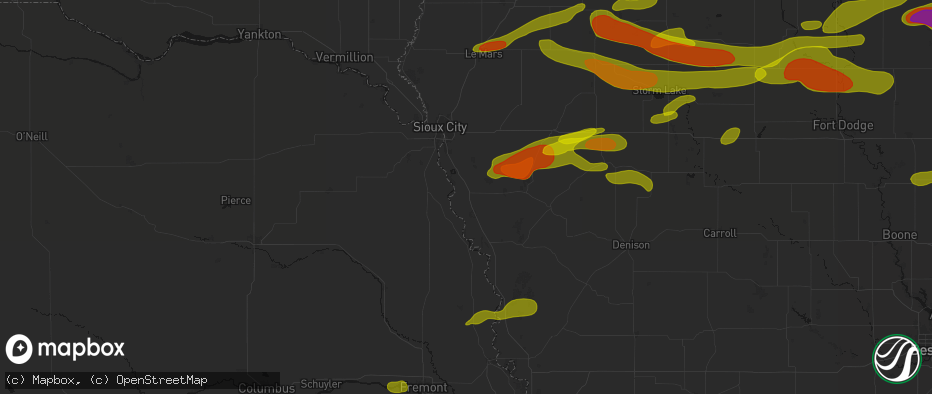 Hail map in Sloan, IA on May 15, 2026
