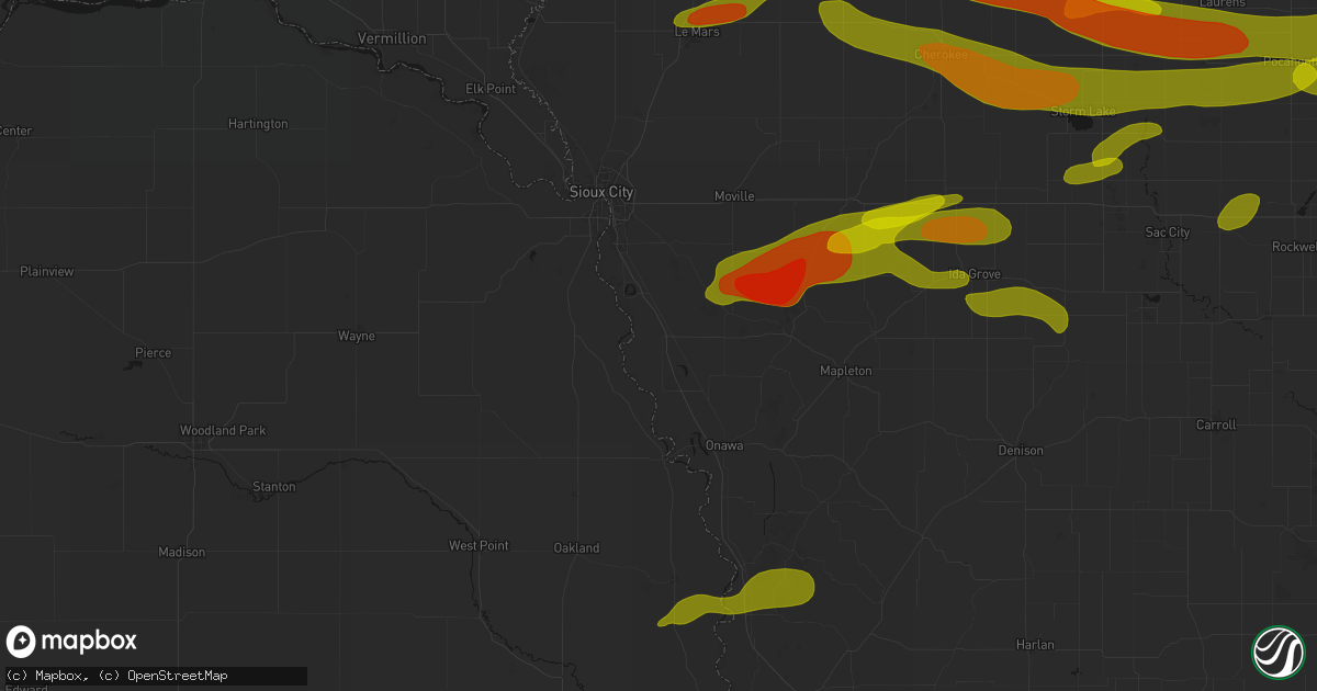 Hail map in Sloan, IA on May 15, 2026