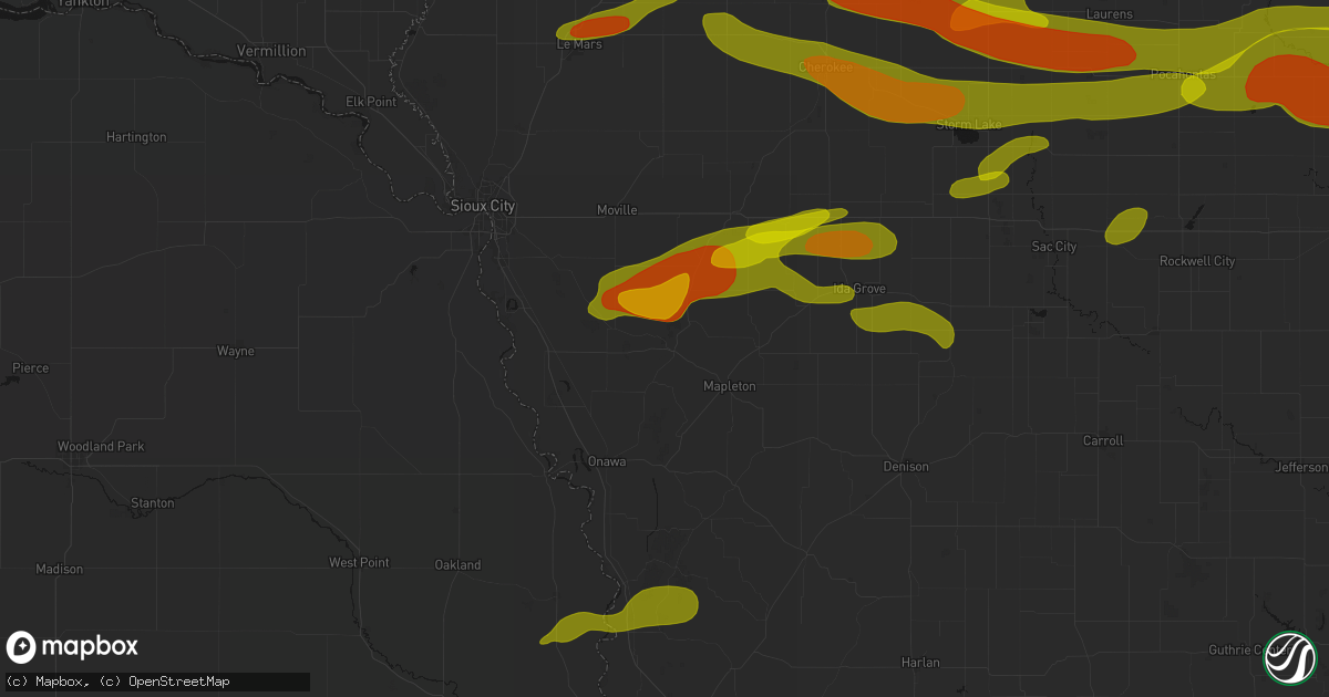 Hail map in Smithland, IA on May 15, 2026
