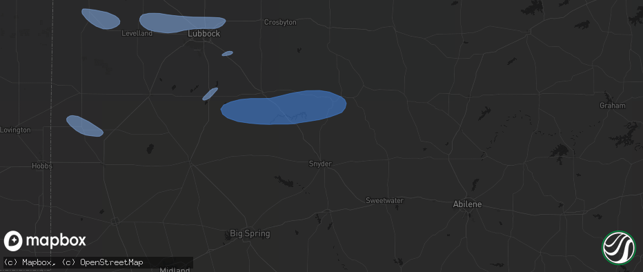 Hail map in Snyder, TX on May 15, 2026