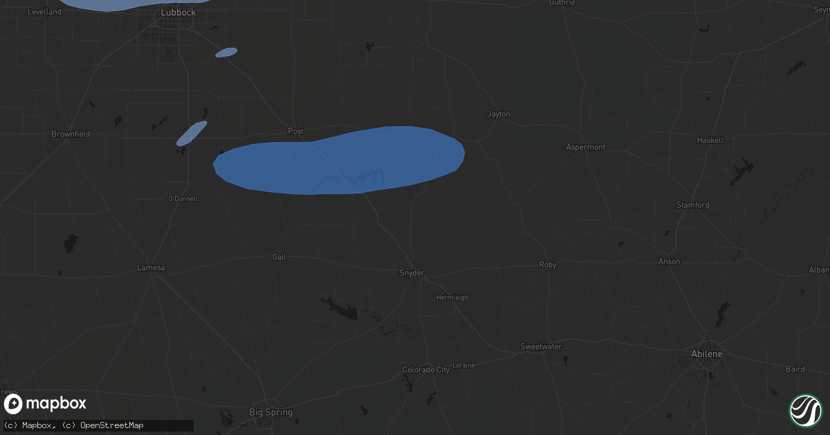 Hail map in Snyder, TX on May 15, 2026