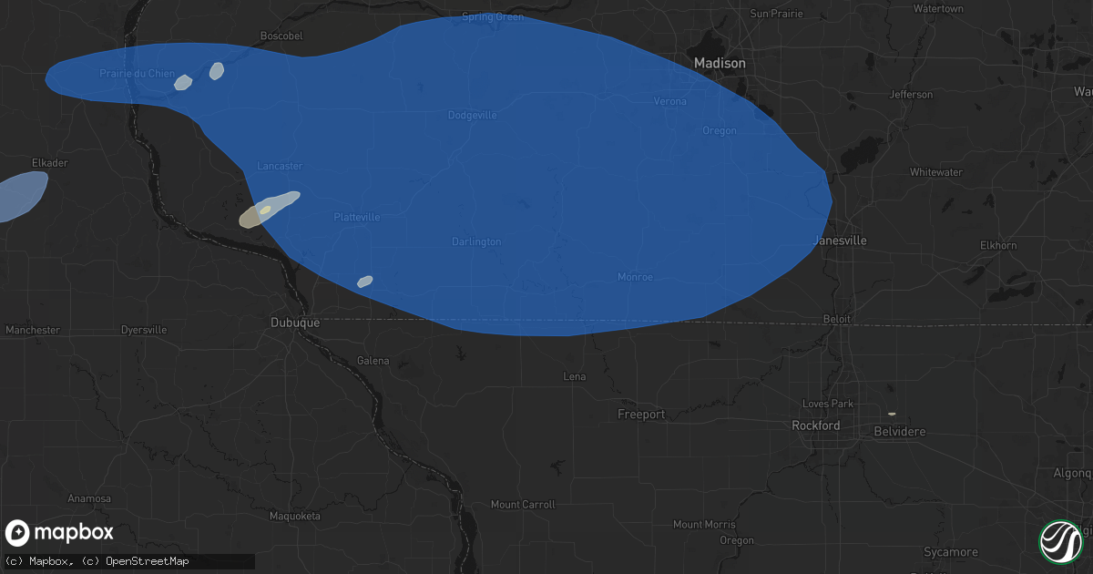 Hail map in South Wayne, WI on May 15, 2026