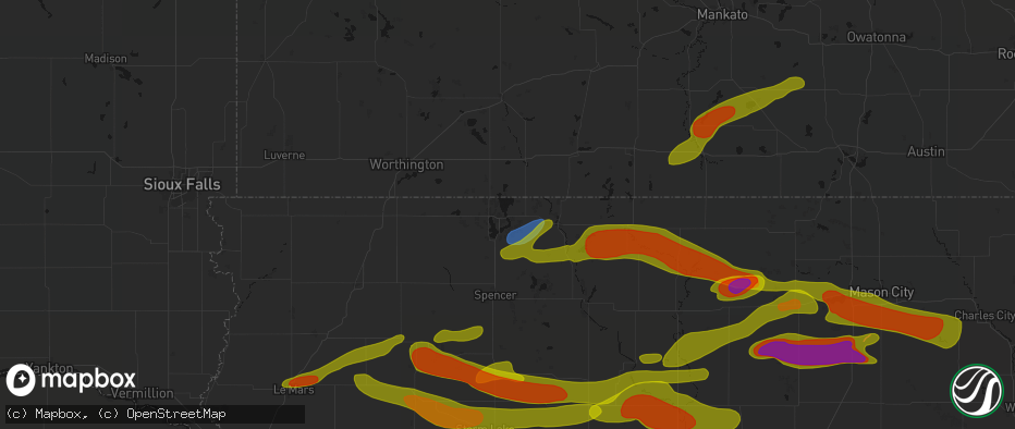 Hail map in Spirit Lake, IA on May 15, 2026