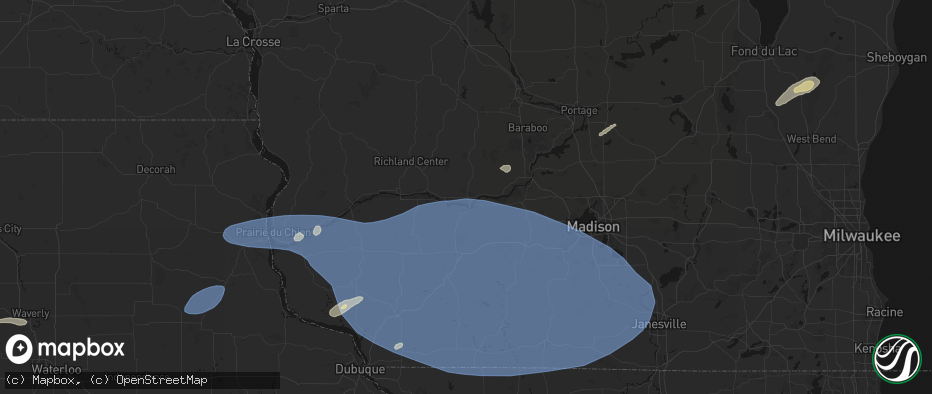 Hail map in Spring Green, WI on May 15, 2026