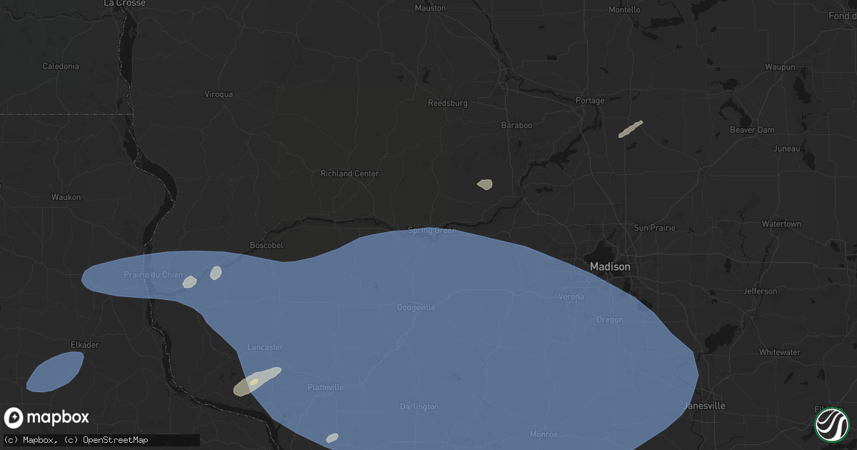 Hail map in Spring Green, WI on May 15, 2026