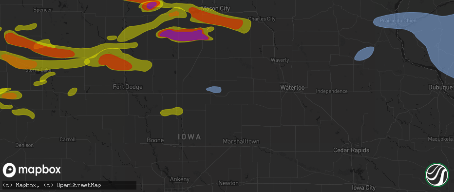 Hail map in Steamboat Rock, IA on May 15, 2026