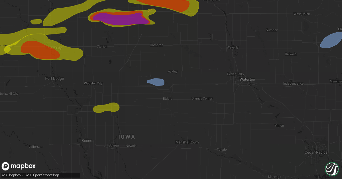 Hail map in Steamboat Rock, IA on May 15, 2026