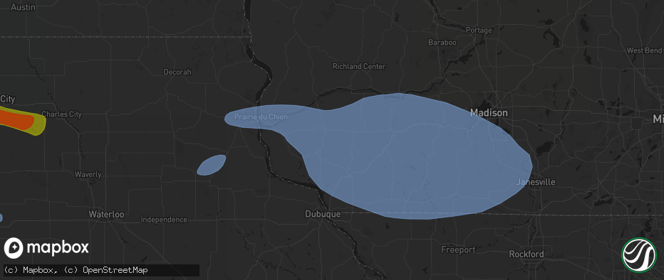 Hail map in Stitzer, WI on May 15, 2026