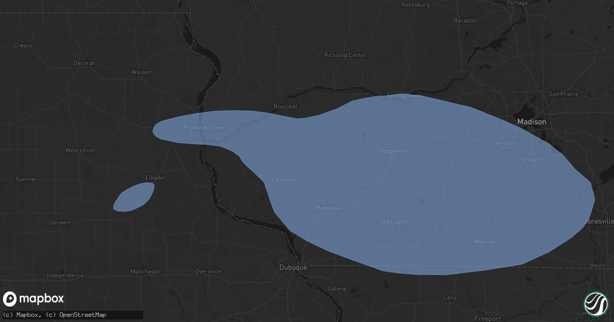 Hail map in Stitzer, WI on May 15, 2026