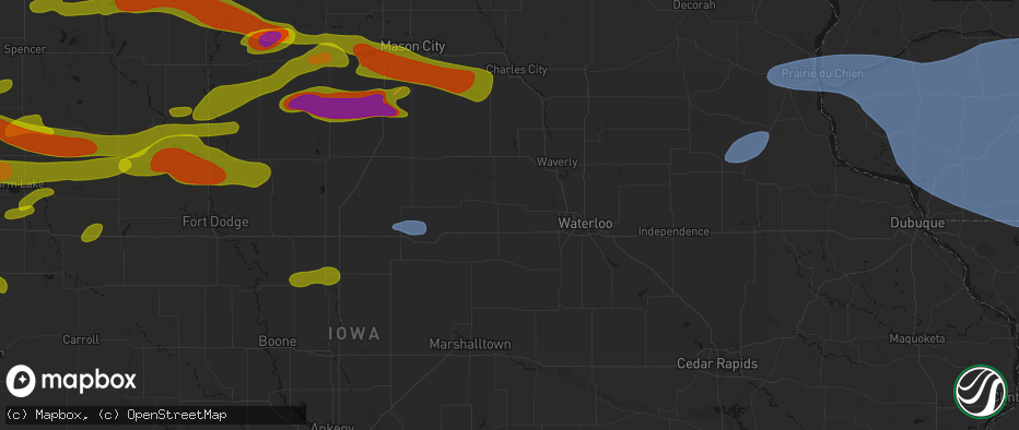 Hail map in Stout, IA on May 15, 2026
