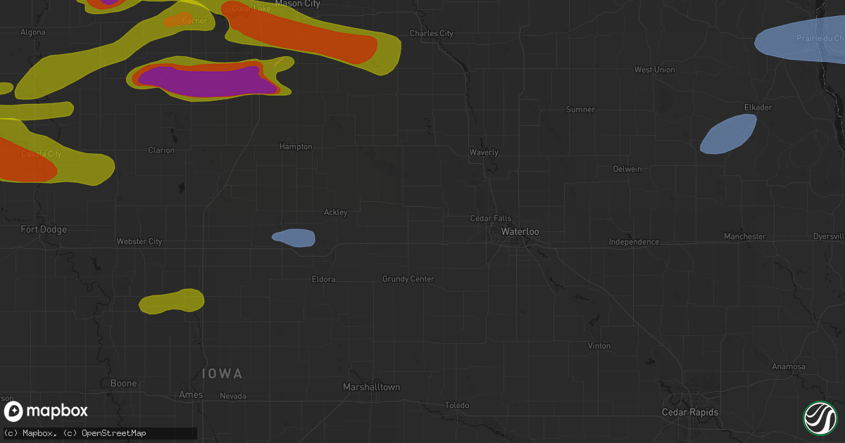 Hail map in Stout, IA on May 15, 2026