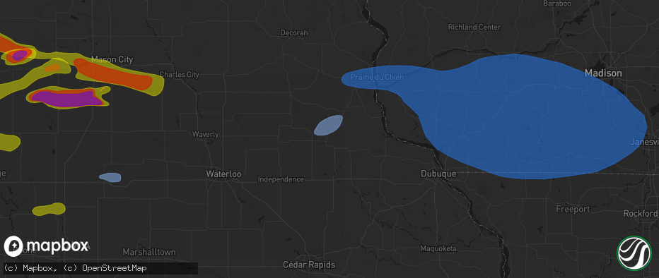 Hail map in Strawberry Point, IA on May 15, 2026