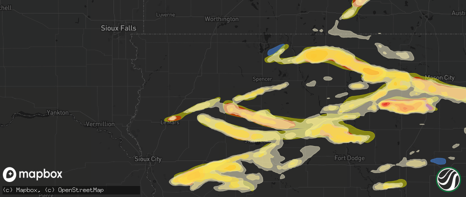 Hail map in Sutherland, IA on May 15, 2026