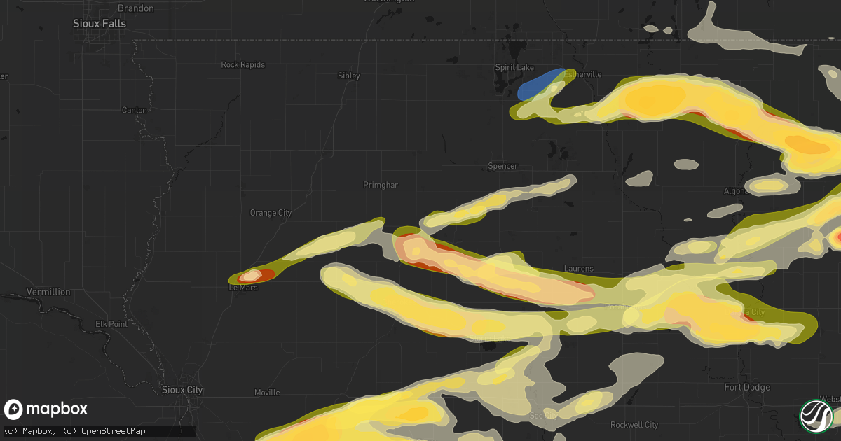 Hail map in Sutherland, IA on May 15, 2026