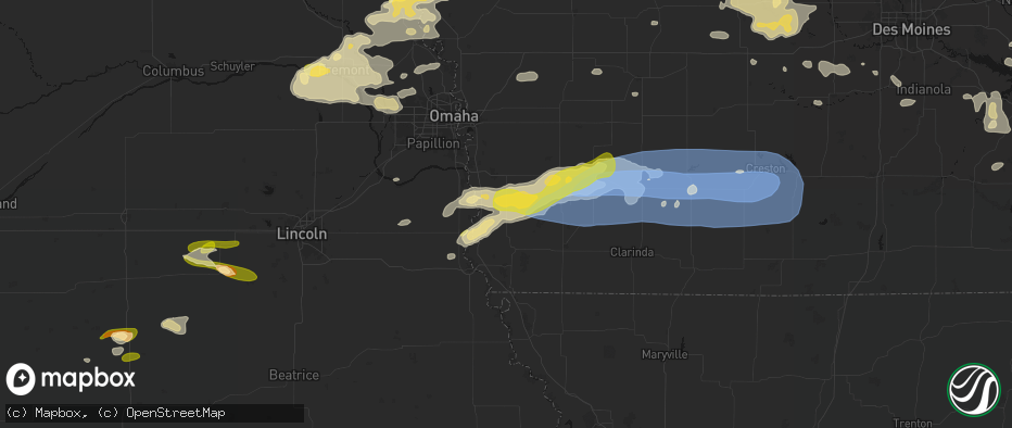 Hail map in Tabor, IA on May 15, 2026
