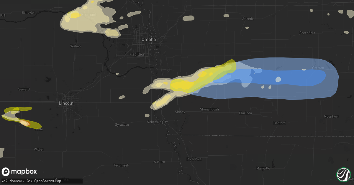 Hail map in Tabor, IA on May 15, 2026