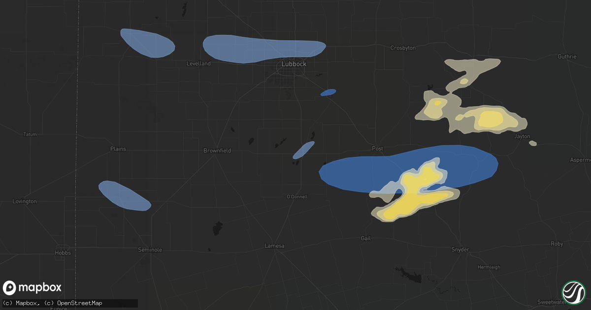 Hail map in Tahoka, TX on May 15, 2026