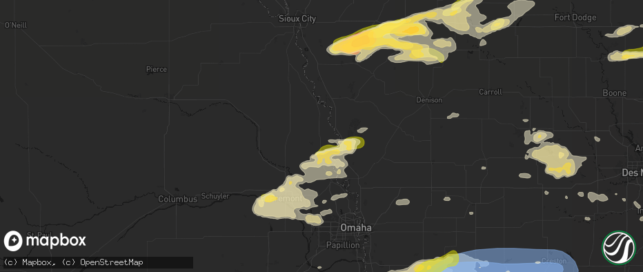 Hail map in Tekamah, NE on May 15, 2026