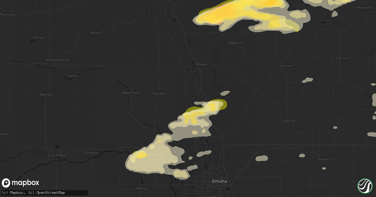 Hail map in Tekamah, NE on May 15, 2026