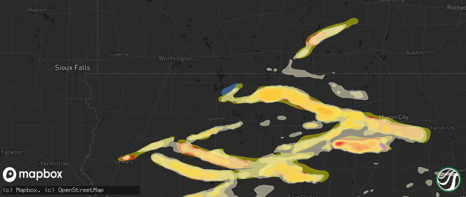 Hail map in Terril, IA on May 15, 2026