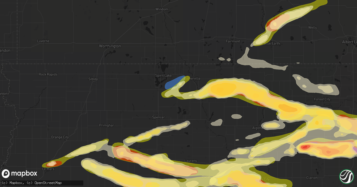 Hail map in Terril, IA on May 15, 2026