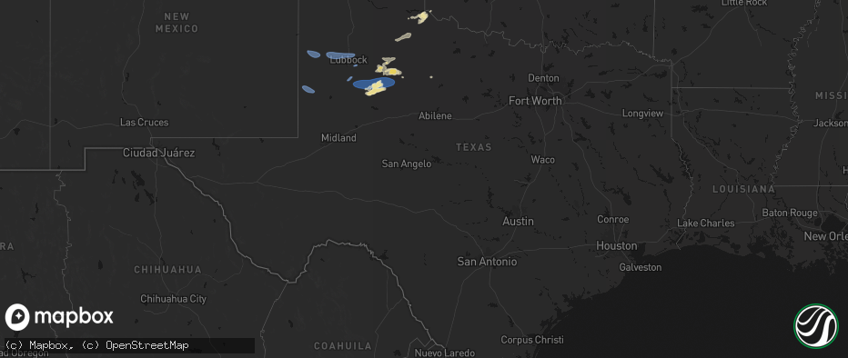 Hail map in Texas on May 15, 2026