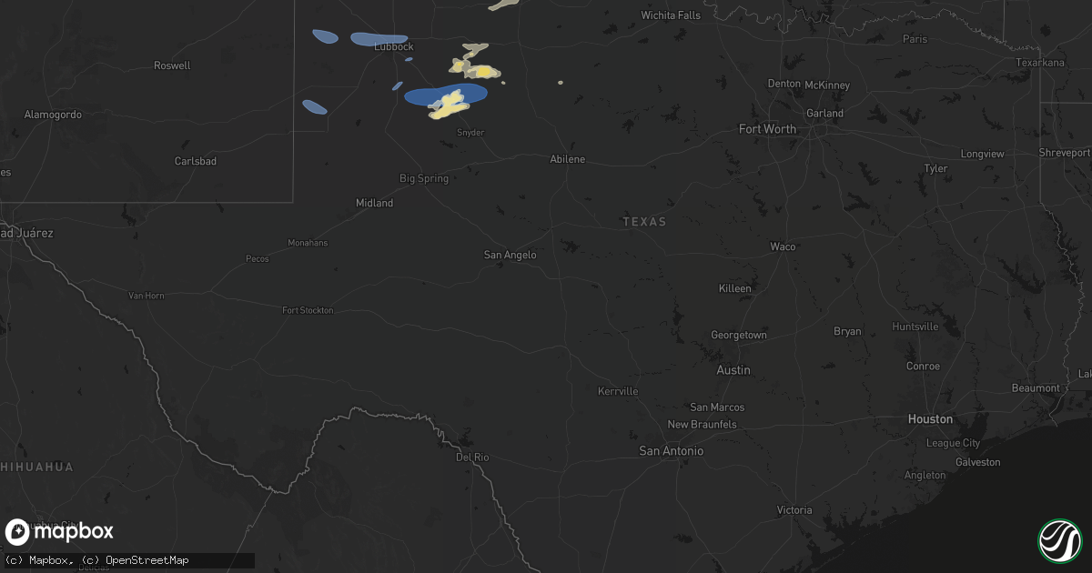 Hail map in Texas on May 15, 2026
