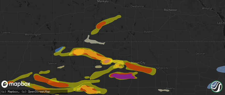 Hail map in Thompson, IA on May 15, 2026