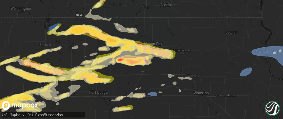 Hail map in Thornton, IA on May 15, 2026